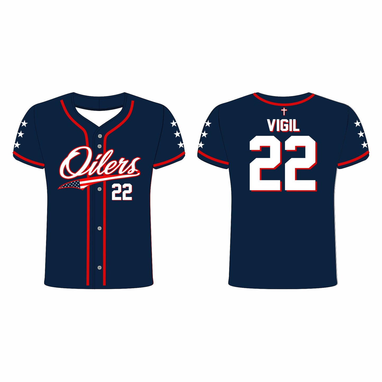 Oilers Baseball Jersey - Navy