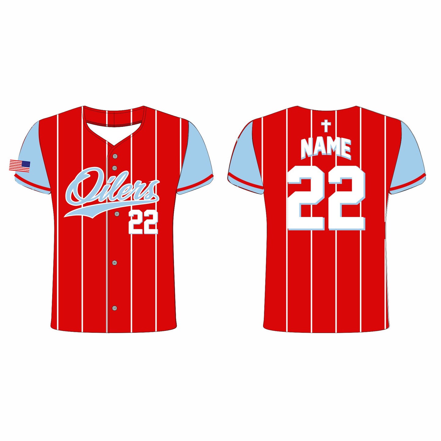 Oilers Baseball Jersey - Red Pin Stripe