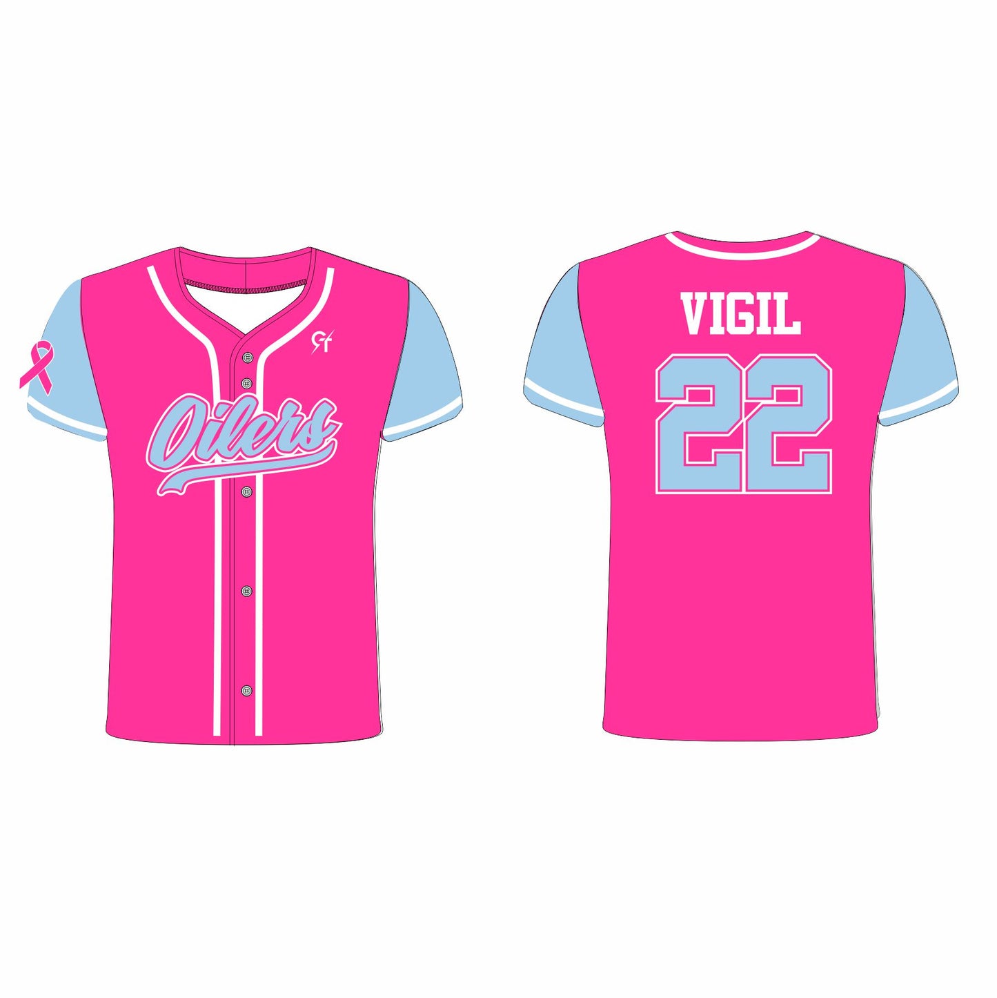 Oilers Baseball Jersey - Pink
