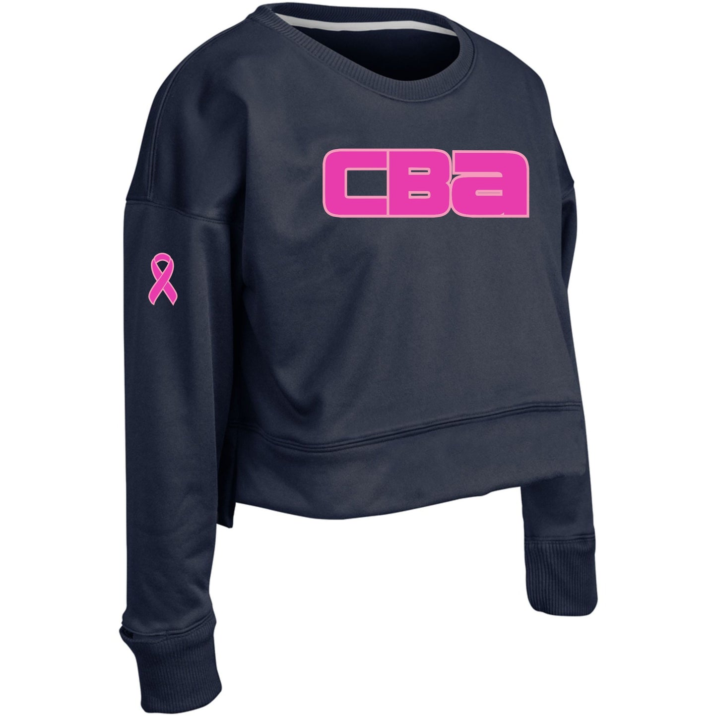 CBA Pink Fleece Women's Crop Crew - Navy