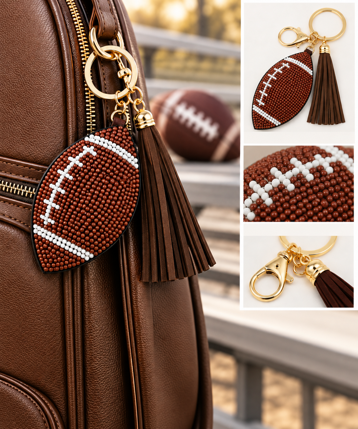 Football Tassel Bag Charm