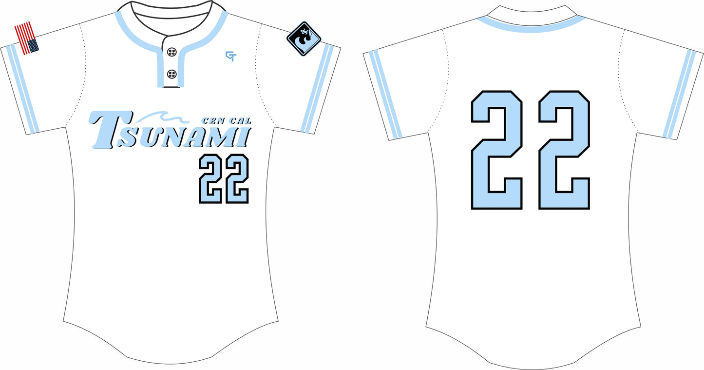 Tsunami Softball Jersey - White 2 Button