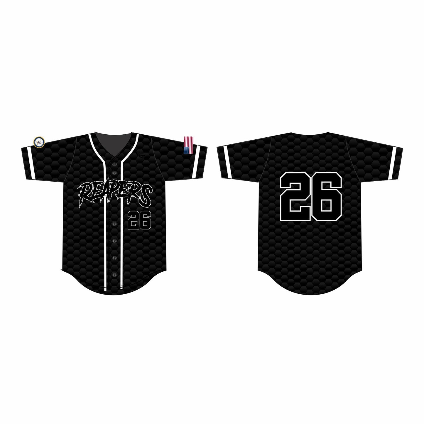 Reapers Baseball Button Up Jersey - Black