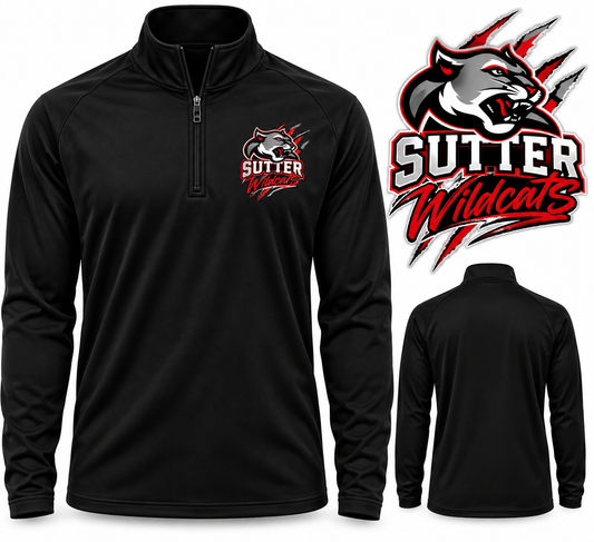Sutter Wildcats Black 1/4-Zip Pullover