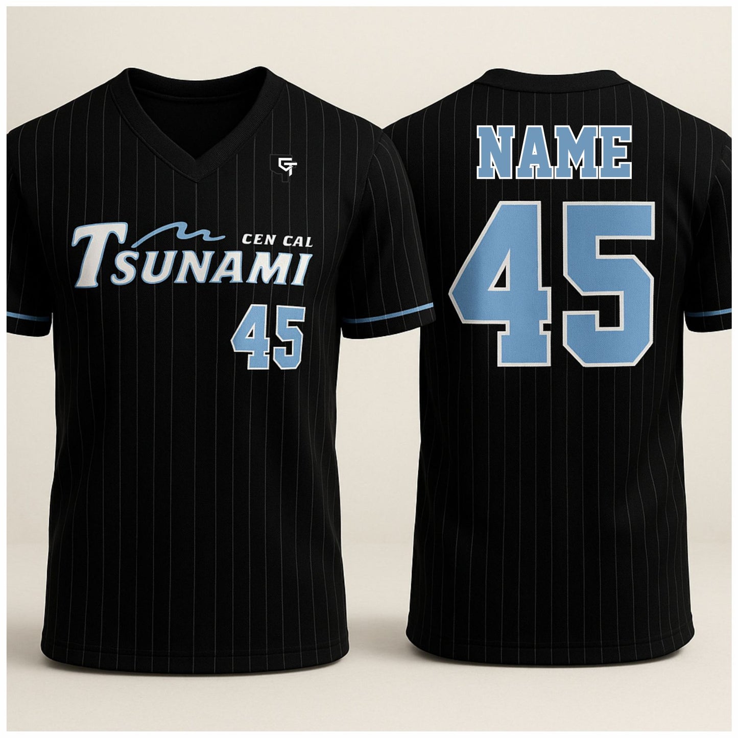 Tsunami Softball Jersey - Black Pin Stripe