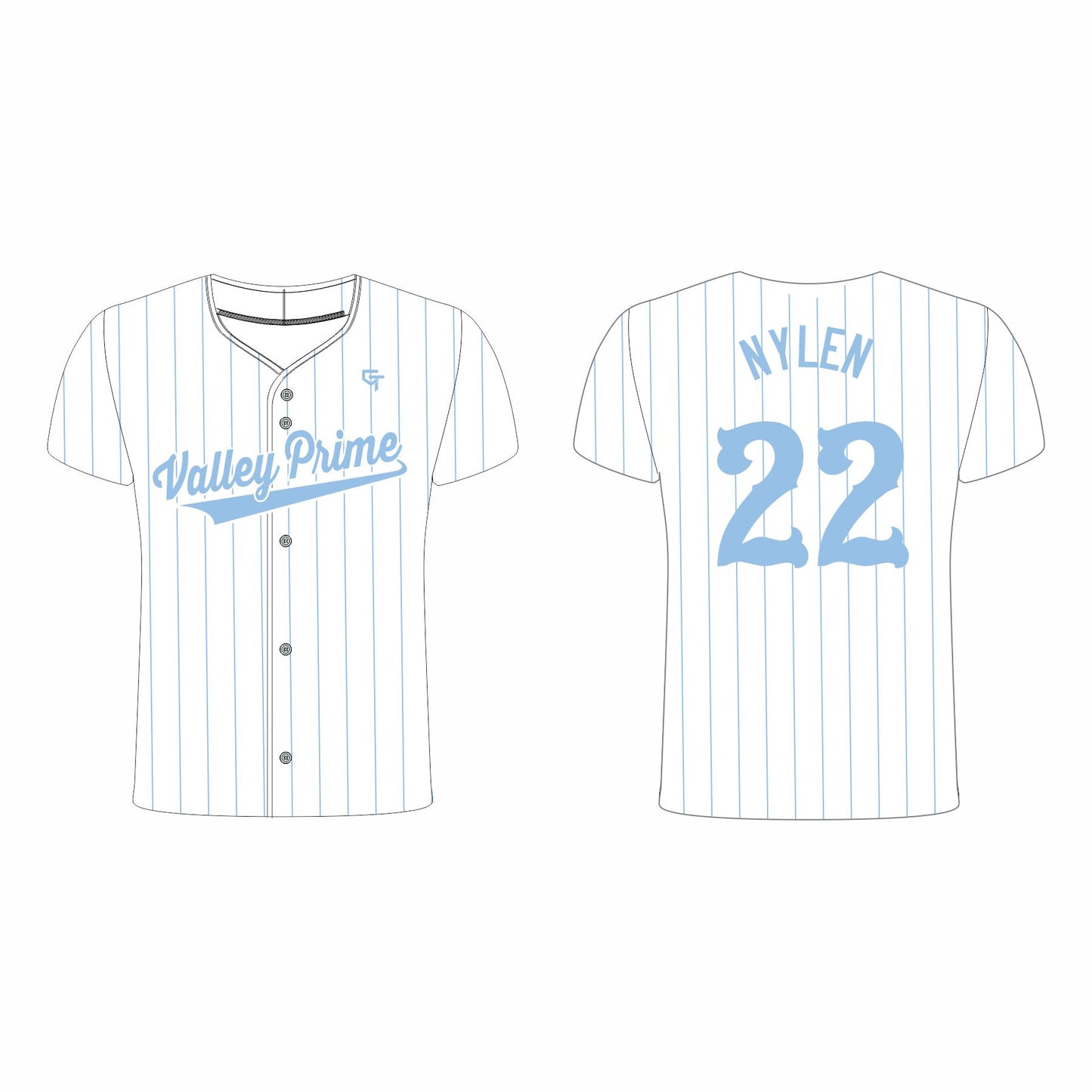 Valley Prime Jersey - Lt. Blue Pin Stripe