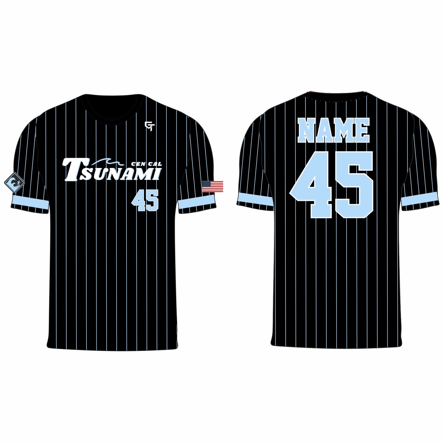 Tsunami Softball Jersey - Black Pin Stripe
