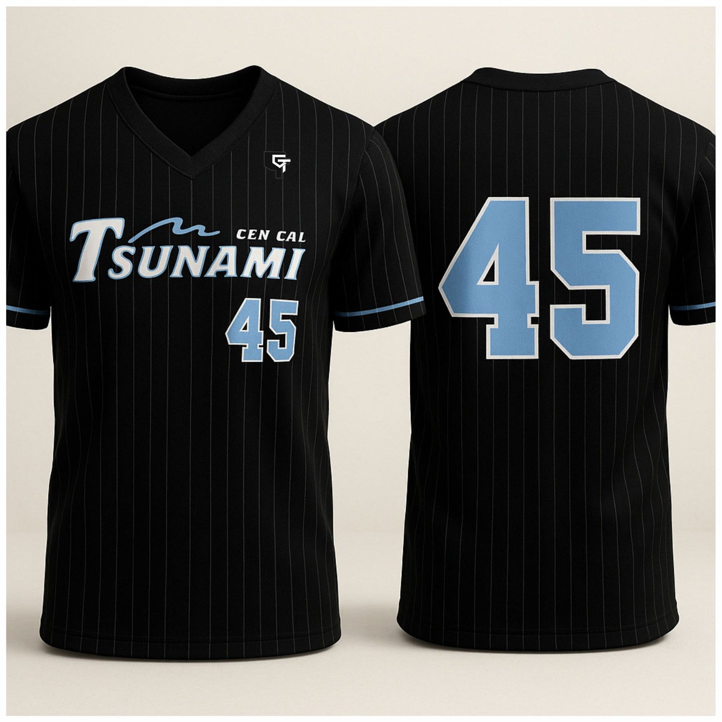 Tsunami Baseball Jersey - Black Pin Stripe