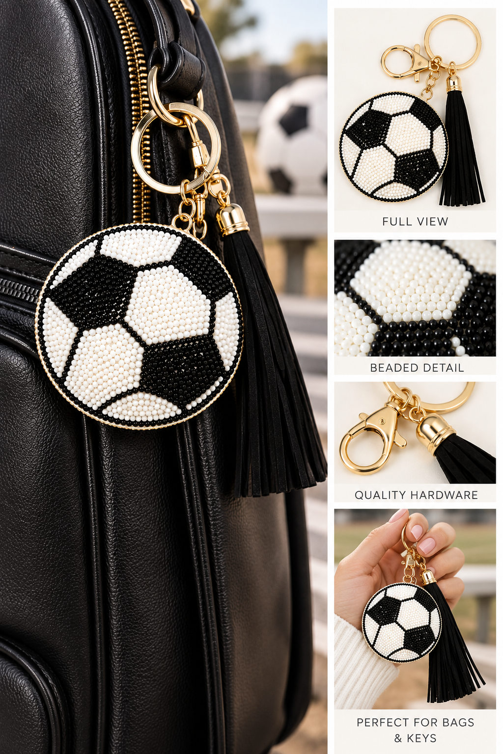Soccer Tassel Bag Charm